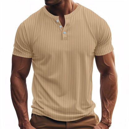 Men's Short-Sleeve Henley Shirt Striped Practical