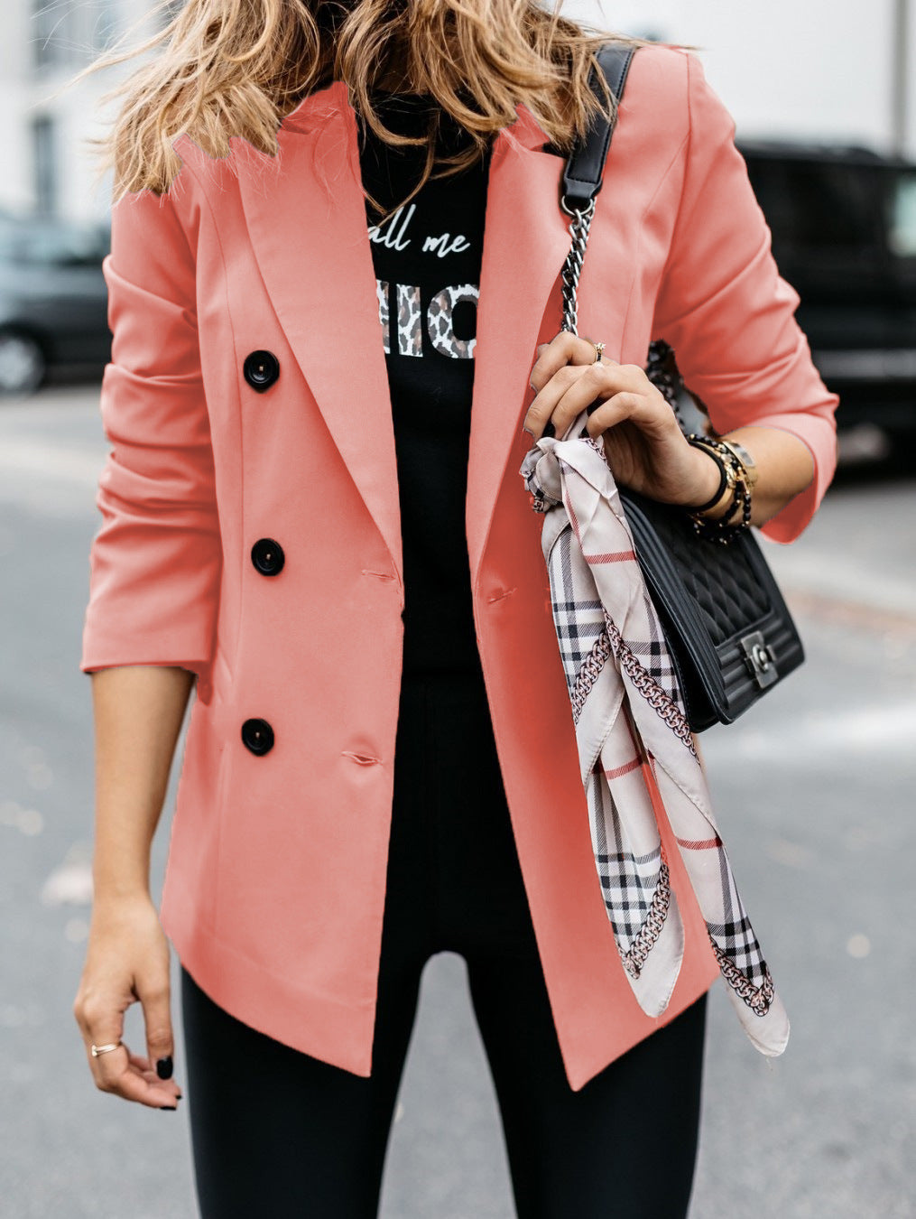 Women's Blazer Elegant Tailored Double-Breasted
