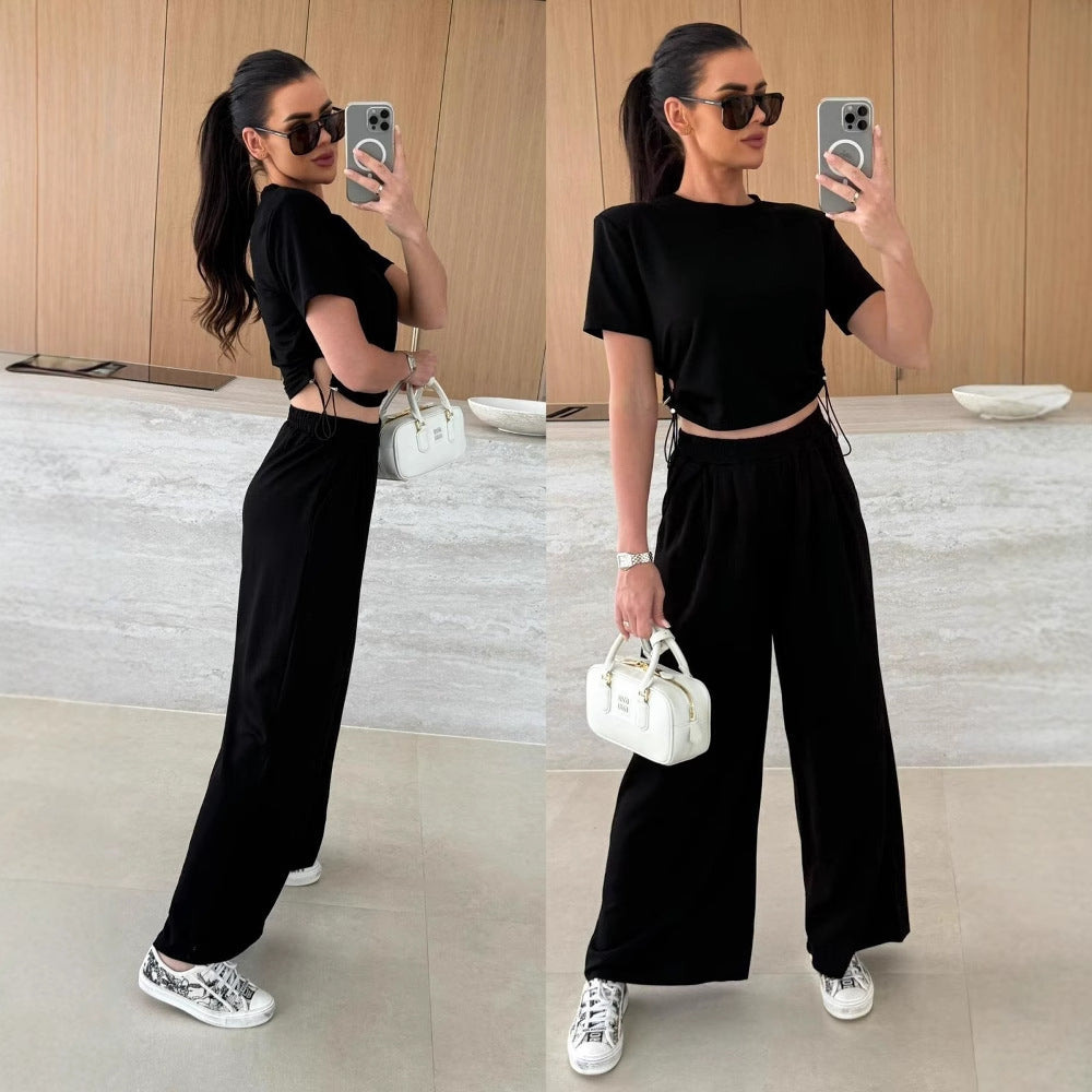 Damen Sport Set Crop Top Jogging Hose Bequem - IdealeKleiden