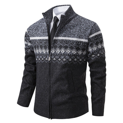Men's Pullover Stand-up Collar Norwegian Pattern Winter Jacket