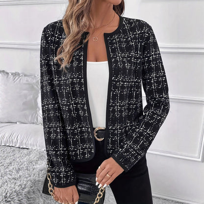 Damen Blazer Jacke Mit Kontraststreifen Elegant - IdealeKleiden