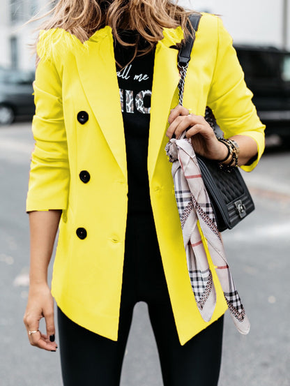 Women's Blazer Elegant Tailored Double-Breasted