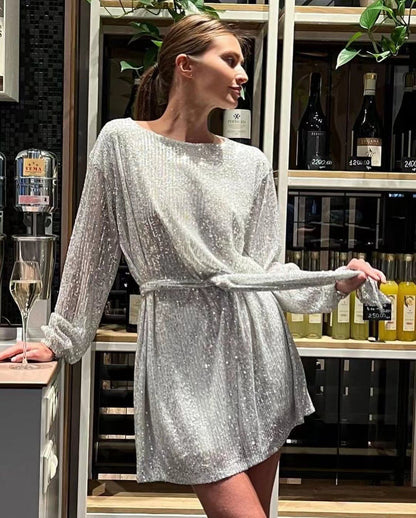 Women's Party Dress Glitter Lurex Elegant Lace-Up