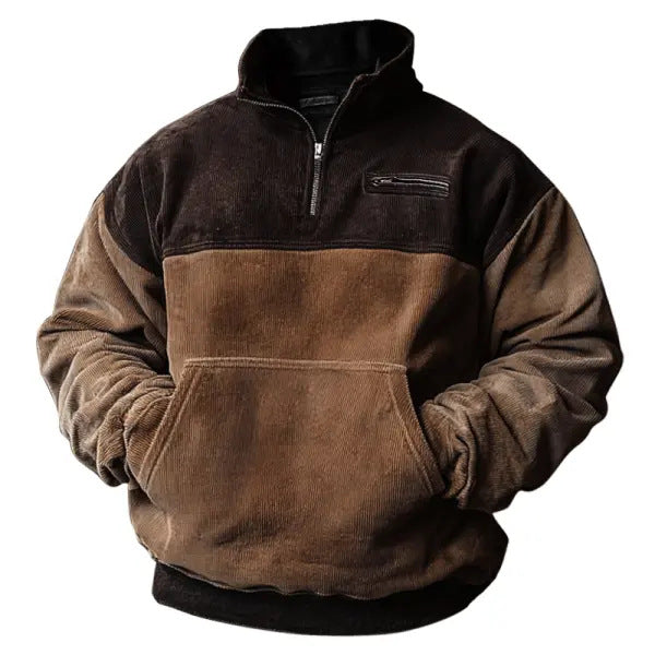 Men's Sweater with Collar and Pocket Practical