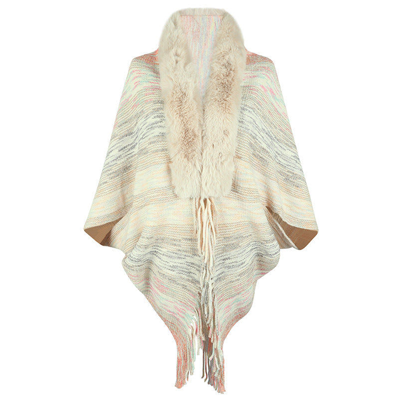 Women's Poncho Elegant Faux Fur Collar Women's Coat