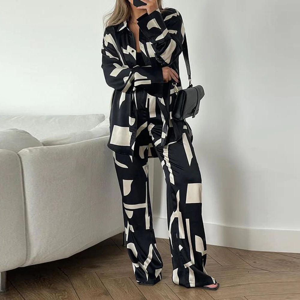 Women's Pajama Set Satin Silk Modern Design