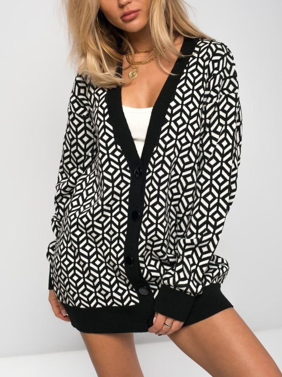 Large Cardigan Oversized V-neck Wool Blend