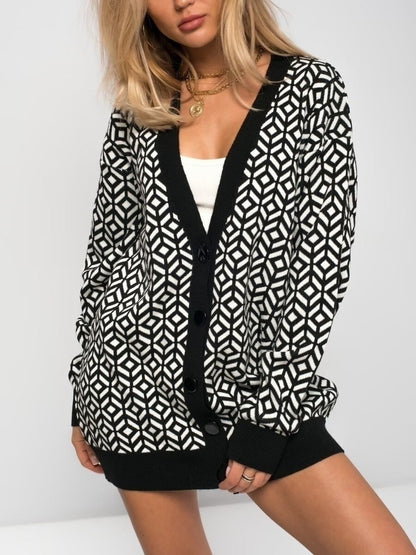 Large Cardigan Oversized V-neck Wool Blend