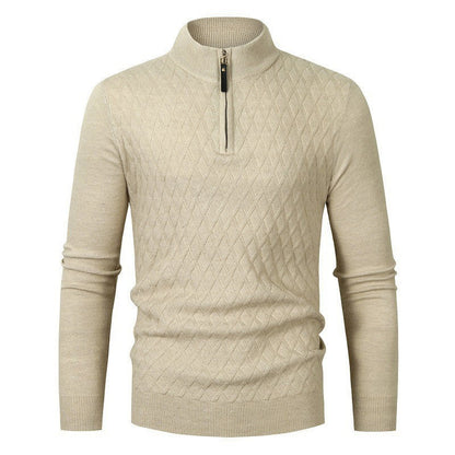 Men's Knitted Sweater Diamond Pattern Modern Zipper