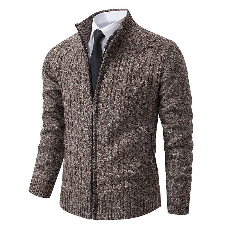 Men's Knitted Cardigan Stand-up Collar Pattern Trendy