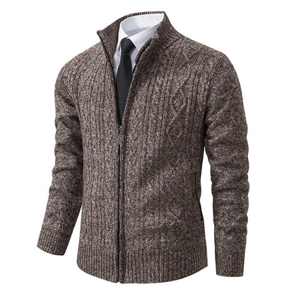Men's Knitted Cardigan Stand-up Collar Pattern Trendy