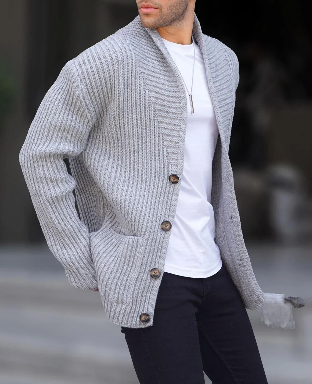 Men's Sweater Cardigan Modern Button Design