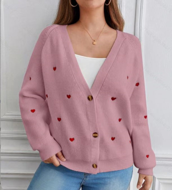 Women's Cardigan Heart Pattern Casual Chic