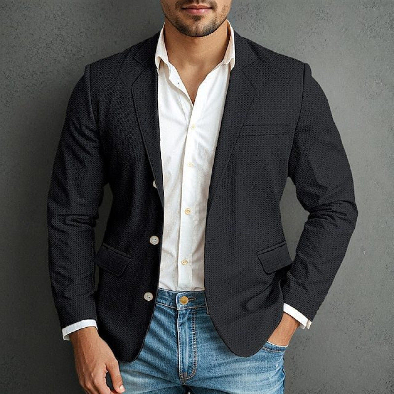 Men's Elegant Blazer with Zipper and Multiple Pockets