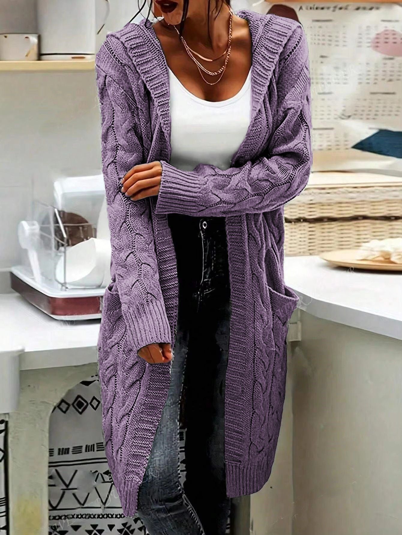 Women's Cardigan Casual Long Large Pockets