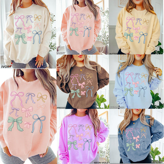 Damen Sweatshirt Bunt Schleifenmuster Trendy Style - IdealeKleiden