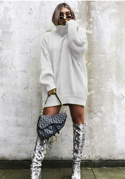 Women's Knitted Jumper Oversized Waffle Knit Trendy Style