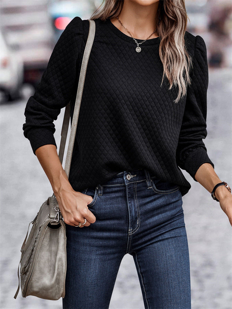 Women's Textured Puff Sleeve Sweater Modern Stylish