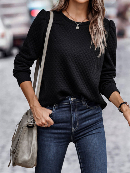 Women's Textured Puff Sleeve Sweater Modern Stylish