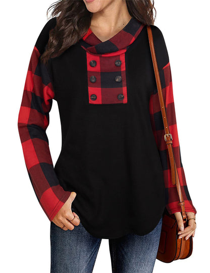 Women's Top Asymmetrical Plaid Chic