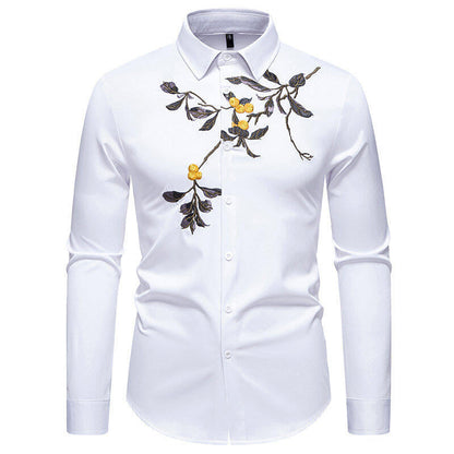 Men's Elegant Embroidered Long-Sleeve Shirt