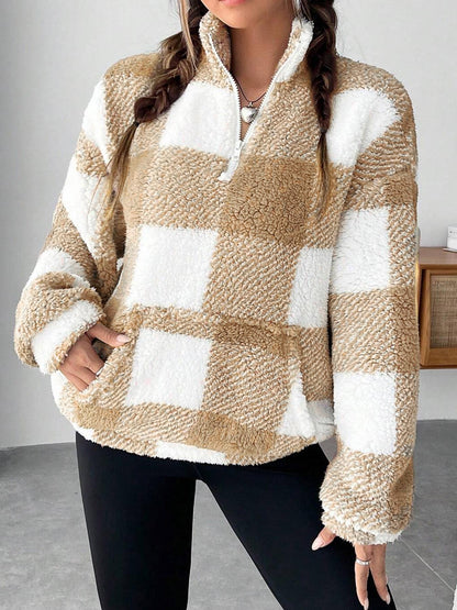 Women's Warm Fleece Jacket with Zipper and Pockets