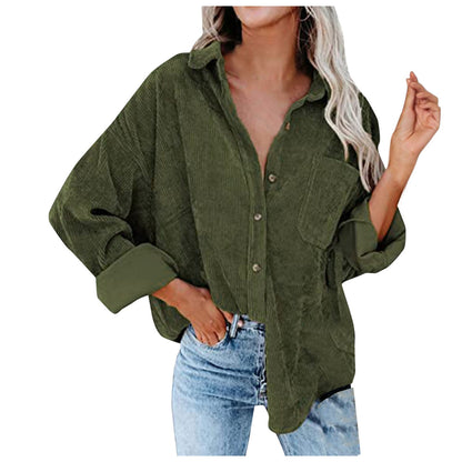 Women's Oversized Corduroy Blouse Comfortable Elegant