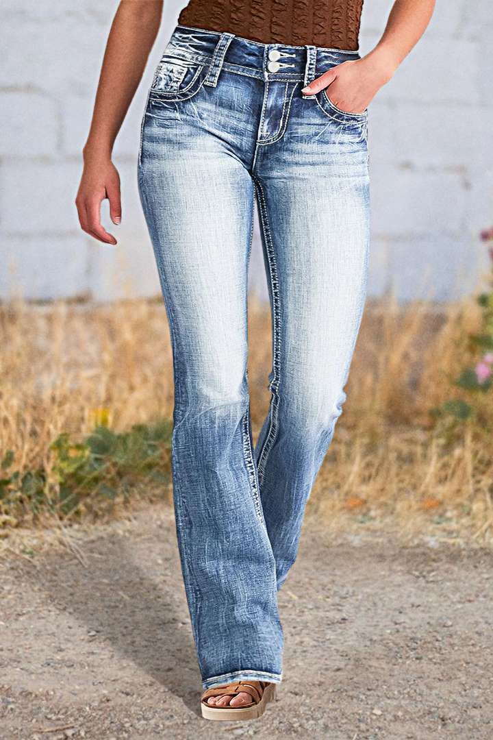 Women's Jeans Bootcut Vintage Look Elegant Stitching