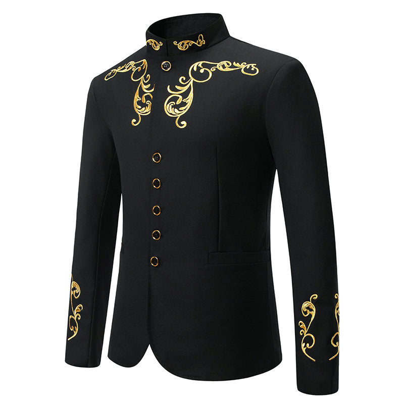 Men's Elegant Blazer Gold Embellishment Suit
