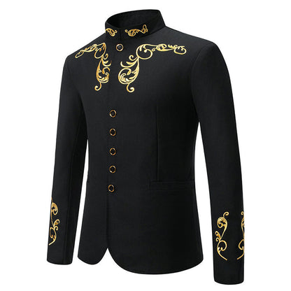 Men's Elegant Blazer Gold Embellishment Suit