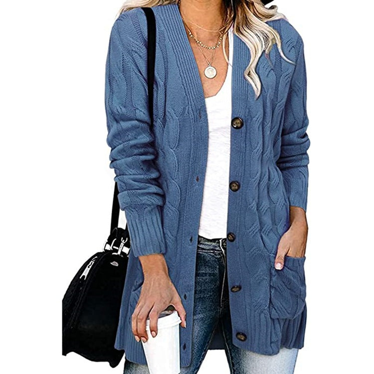 Women's Cable Knit Cardigan with Pockets