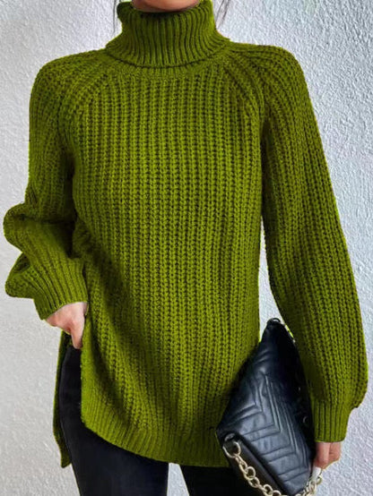 Women's Knitted Jumper High Neck Honeycomb Pattern Elegance