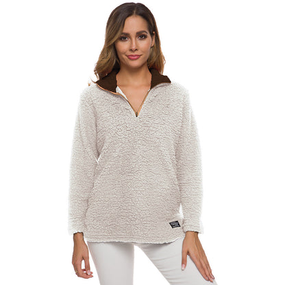 Women's Soft Fleece High-Neck Zipper Pullover