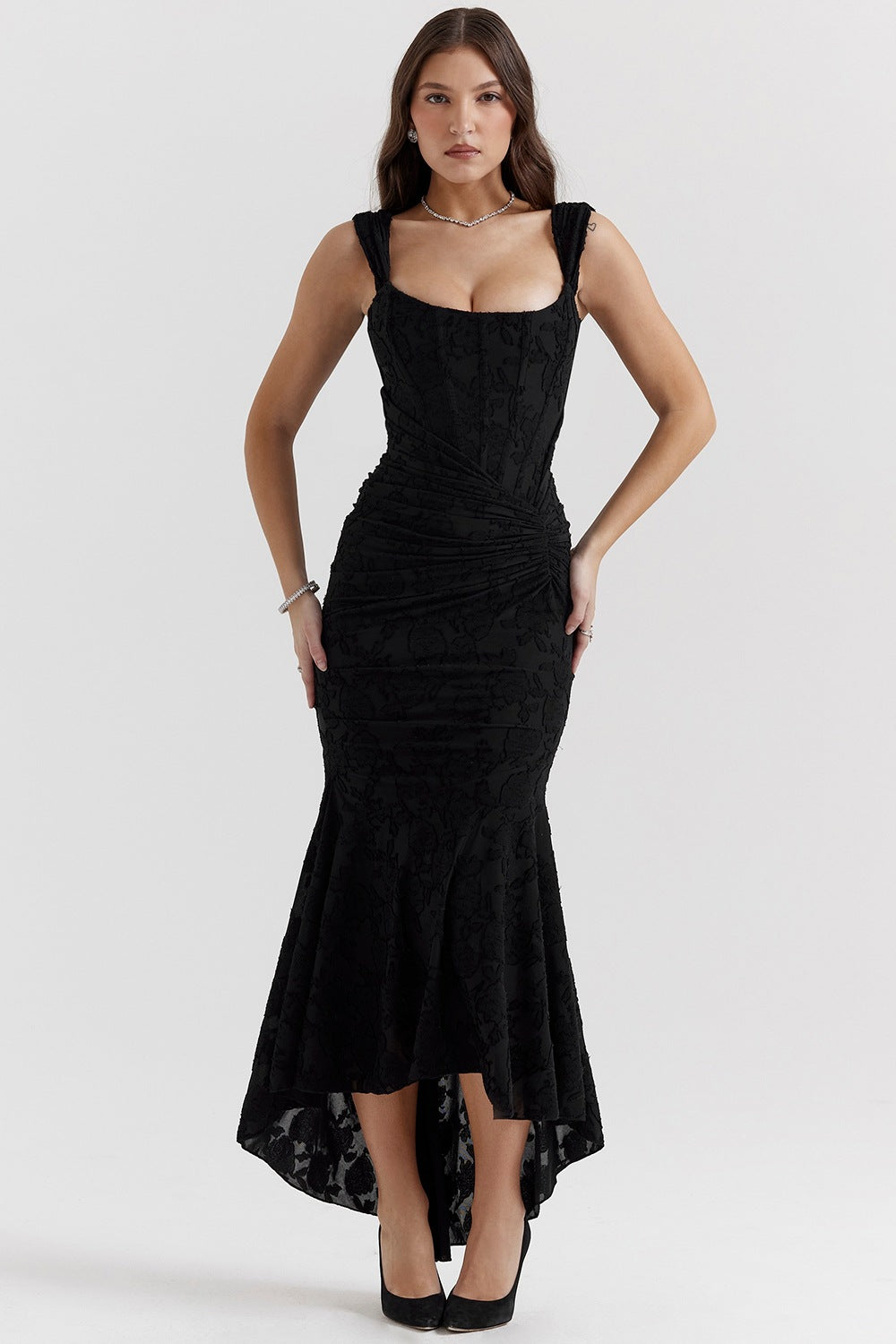 Women's Lace Evening Dress Asymmetrical Elegant Design