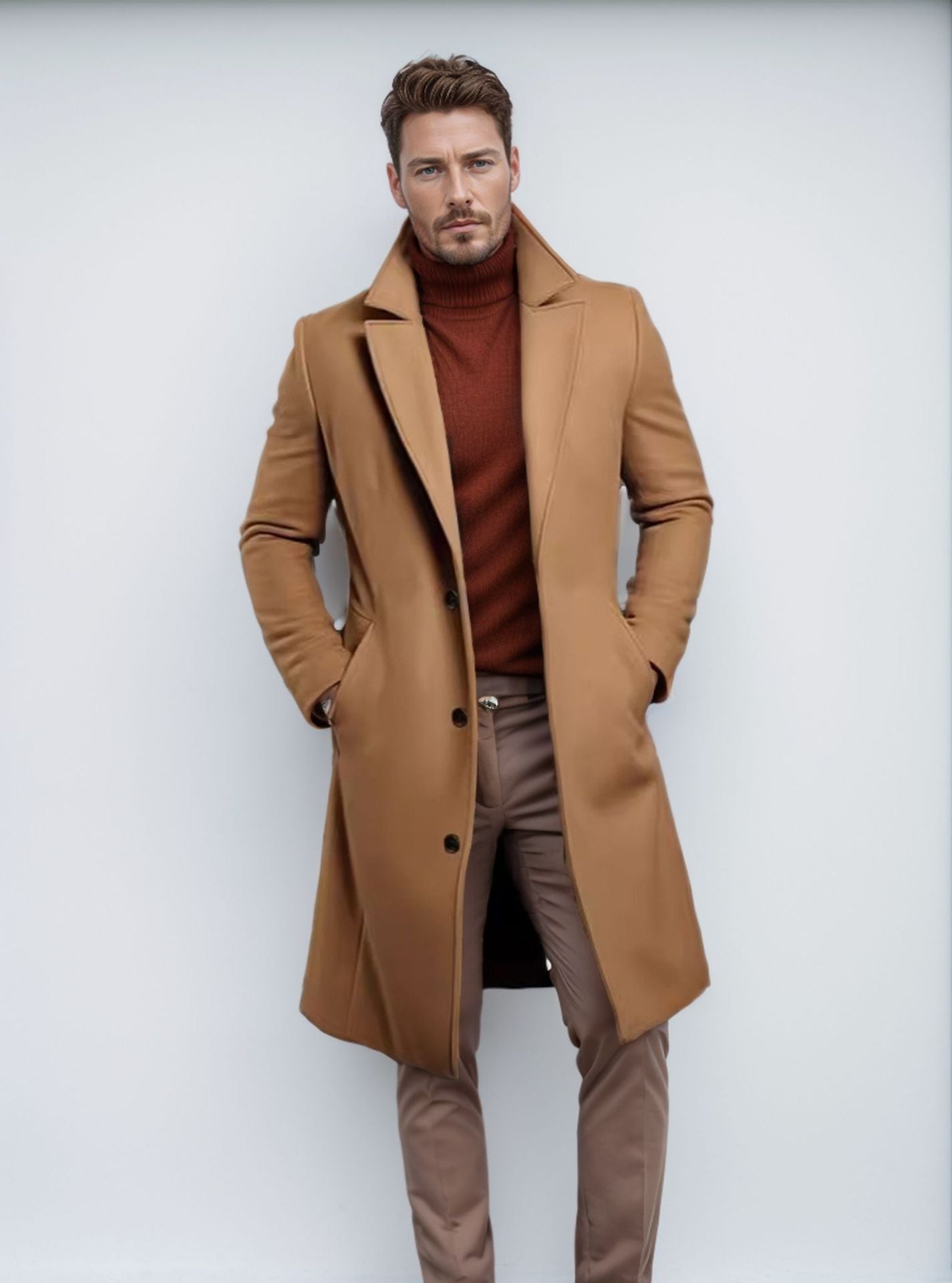 Men's Elegant Wool Coat Structured Look