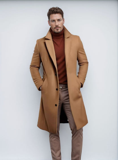 Men's Elegant Wool Coat Structured Look