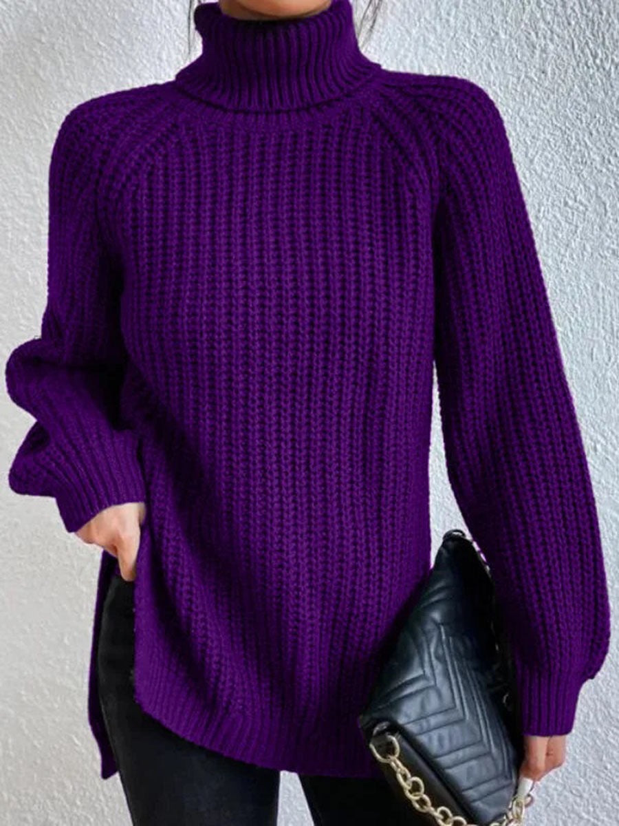Women's Knitted Jumper High Neck Honeycomb Pattern Elegance