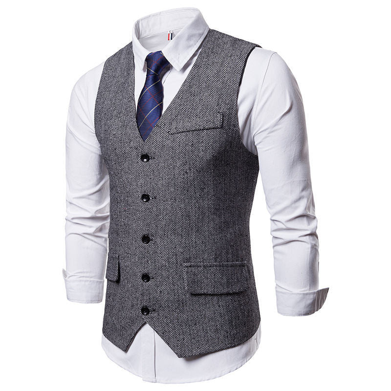 Men's Classic Herringbone Design Vest Practical