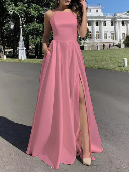 Elegant Evening Dress Women Long Straps Slim