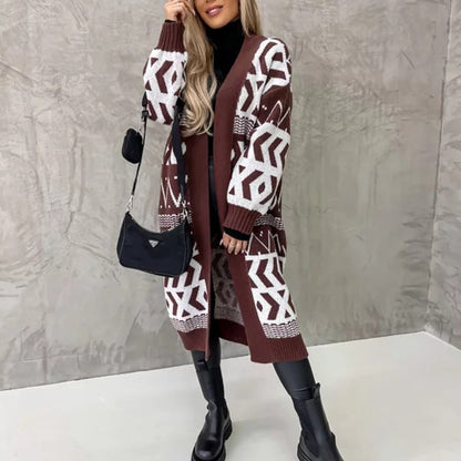 Women's Knitted Cardigan Generous Geometric Fashionable