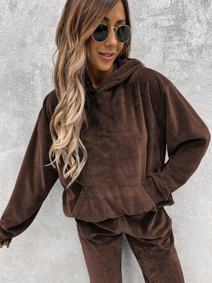 Women's Tracksuit Microfiber Hood Pockets Activewear