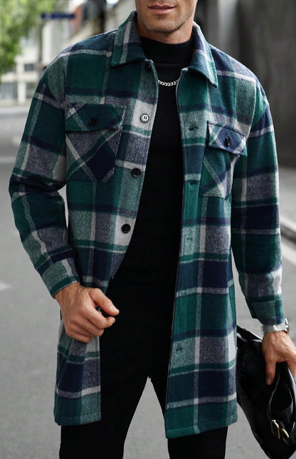 Herren Flanelljacke Kariert Modern Schnitt