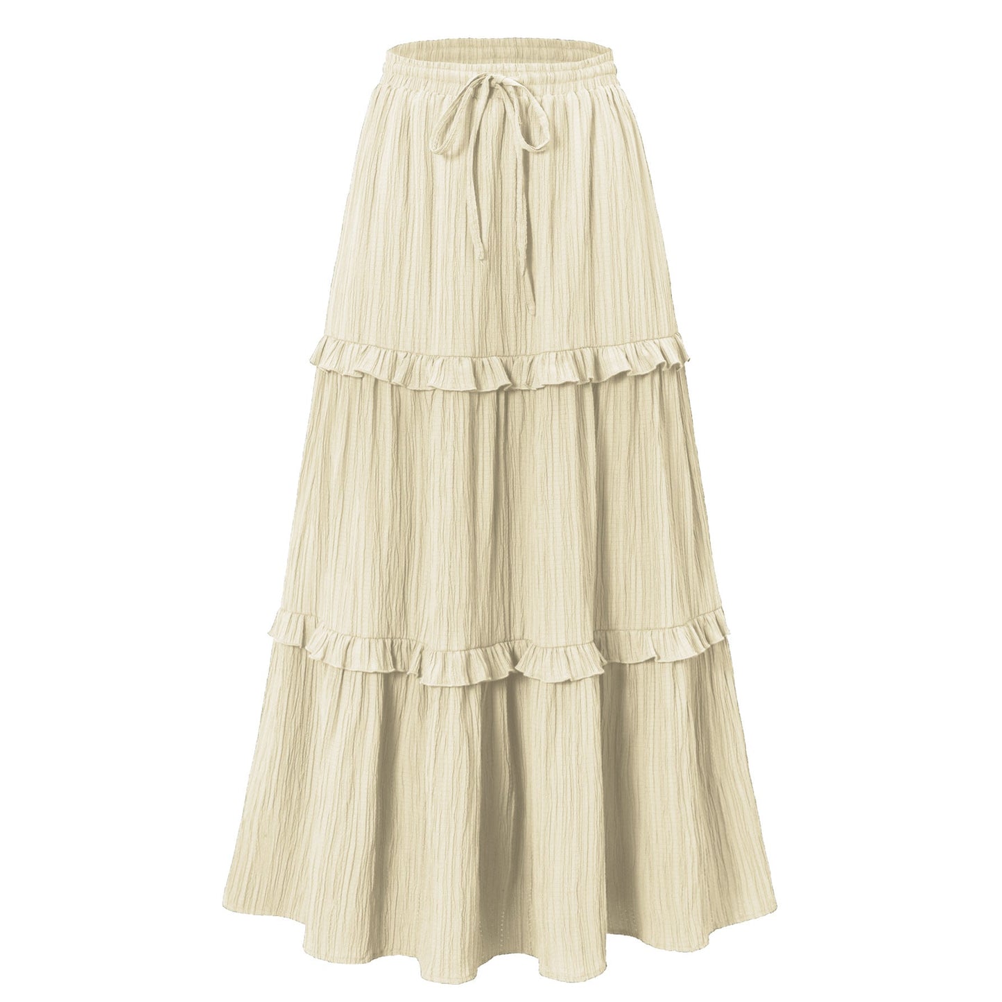 Women's Long Skirt with Ruffles and Elastic Waistband Elegant