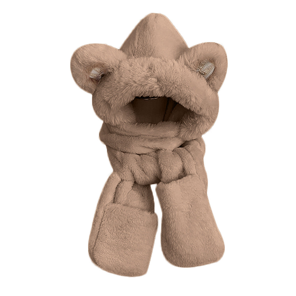 Women's Plush Scarf Hood Ear Protection Warm