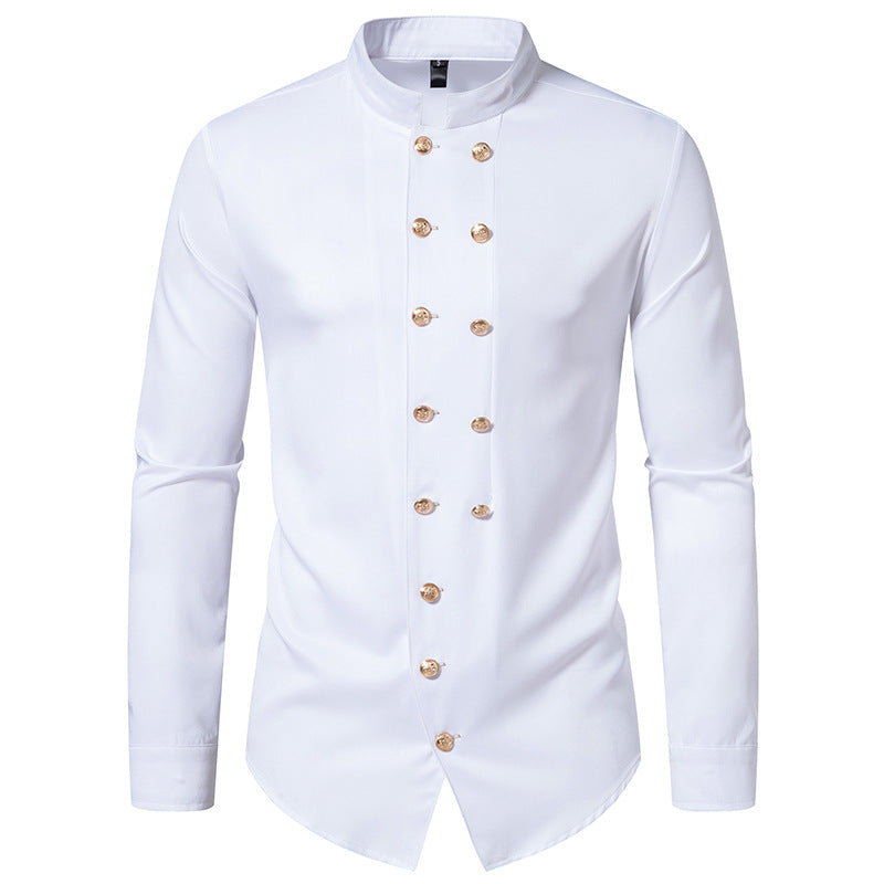 Men's Shirt Elegant Design Stand-Up Collar