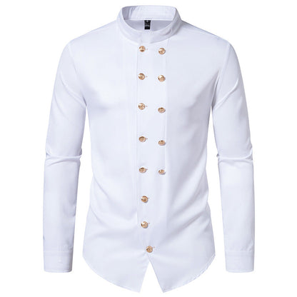 Men's Shirt Elegant Design Stand-Up Collar