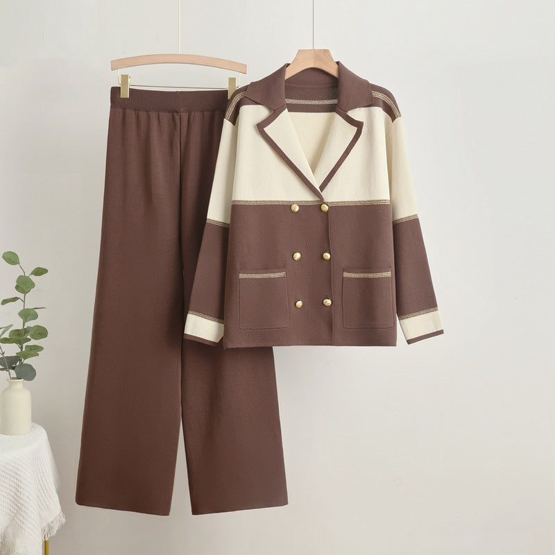 Women's Elegant Lounge Set with Double-Button Detail