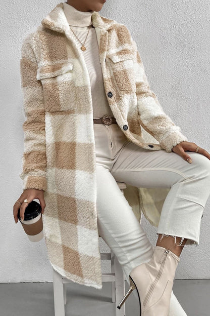 Women's Warm Plaid Teddy Jacket Coat