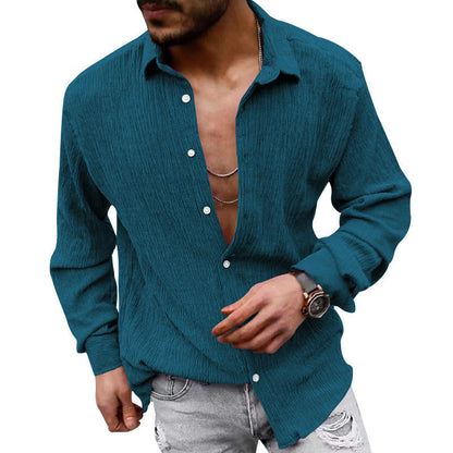 Men's Long-Sleeve Shirt Modern Textured Look