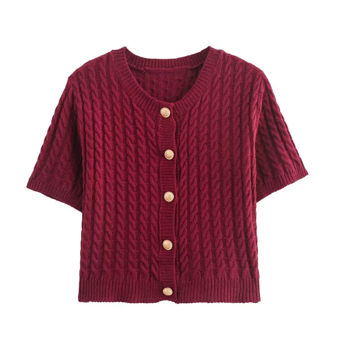 Women's Short-Sleeved Cardigan, Elegant, Embellished